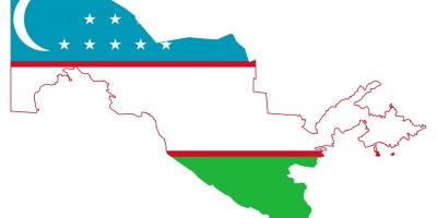 Karte von Usbekistan fahne 